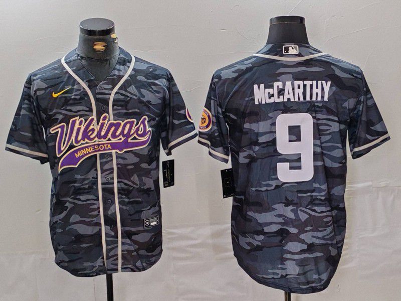 Men Minnesota Vikings 9 Mccarthy Camo Joint Name 2024 Nike Limited NFL Jersey style 1